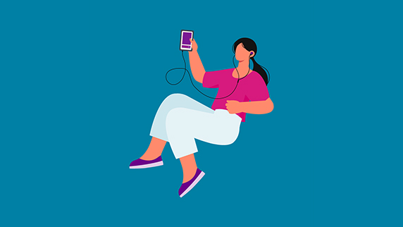 Deposit protection Woman listening to music and relaxing