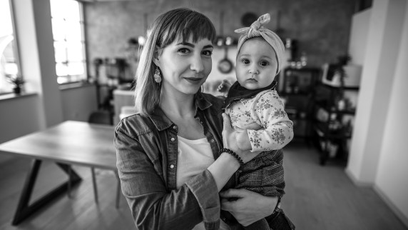 Lady holding a baby